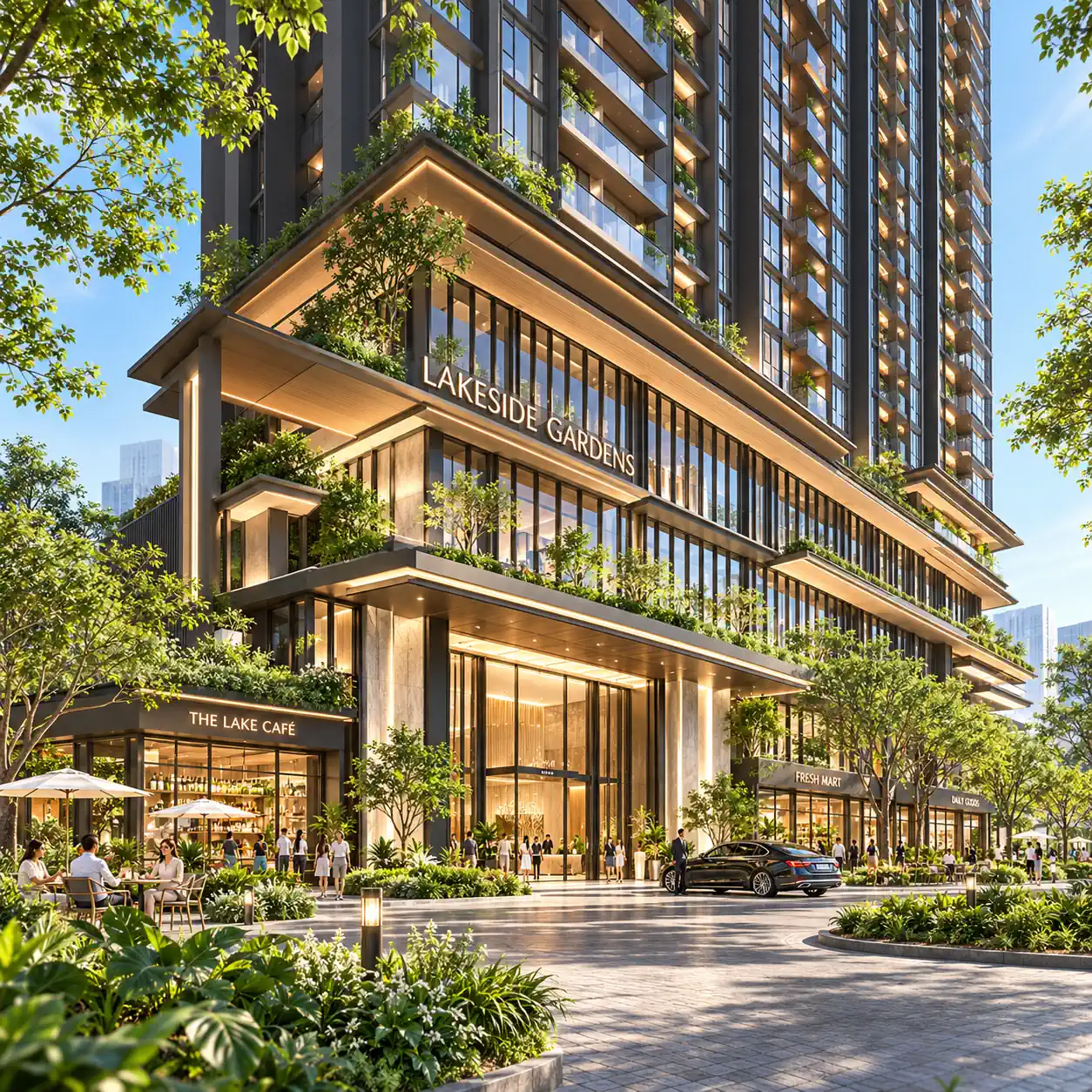 Phối cảnh sảnh căn hộ Lakeside Gardens Giải Phóng