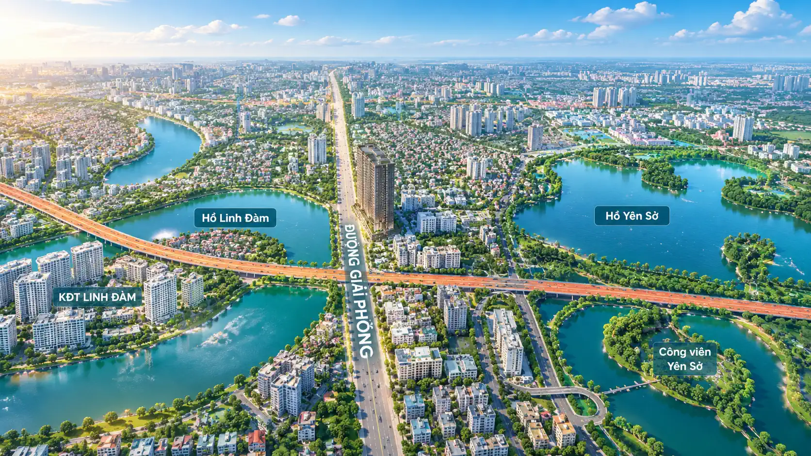 Toàn cảnh LakeSide Gardens Giải Phóng buổi sáng